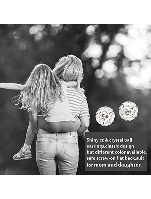 Jstyle 10Pairs 18G Ear Stud Earrings for Women Stainless Steel Cubic Zirconia Earrings Tragus Cartilage Piercing Barbell Screwback Earrings Set