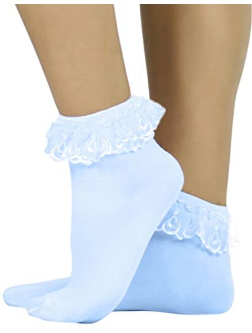 Funko ToBeInStyle Women’s Beautiful Lace Ruffle Top Opaque Anklet Socks