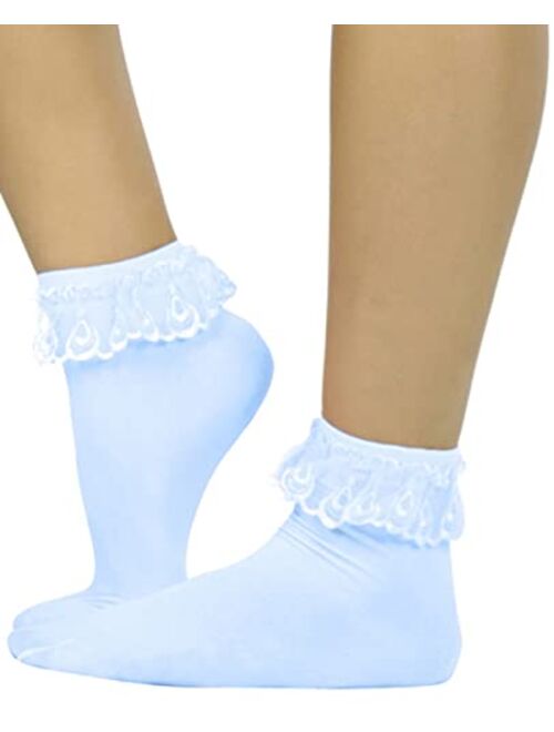 Funko ToBeInStyle Women’s Beautiful Lace Ruffle Top Opaque Anklet Socks