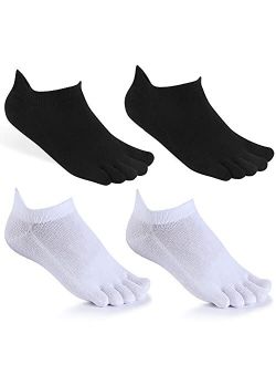 Meaiguo Toe Socks No Show Running Five Finger Socks for Men Women 3-4 Pack