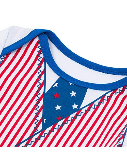 Imekis 4th of July Baby Boys Outfit American Flag Romper Stars Stripes Shorts 1st Independence Day Patriotic Clothes Set