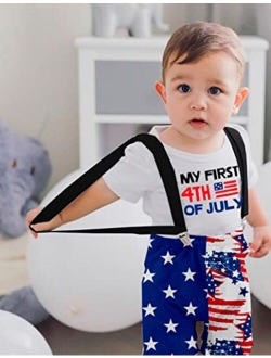 Agapeng Baby Boy My First 4th of July Outfits Newborn Infant Boy Clothes Short Sleeve Summer Romper American Flag Suspender Shorts