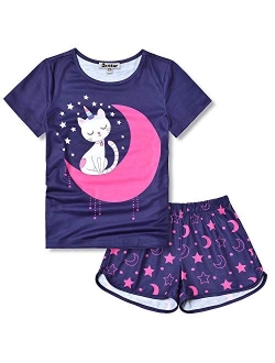 Girls Unicorn/Mermaid/Flamingo Pajamas Kids Cotton Pjs Set Sleepwear 3-13Years