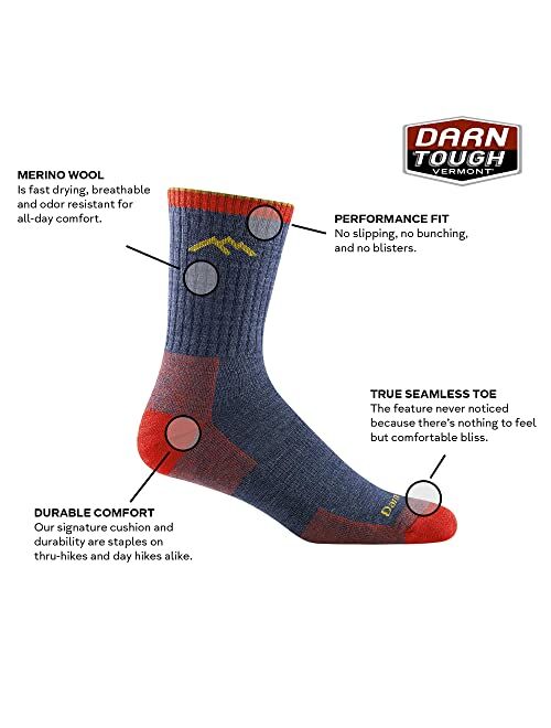 Darn Tough mens Hiker Merino Wool Micro Crew Socks Cushion