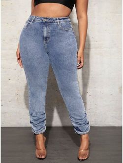 Plus High Waist Stacked Jeans