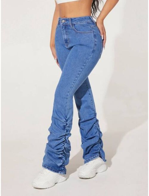Buy SHEIN PETITE Slant Pocket Stacked Jeans online | Topofstyle