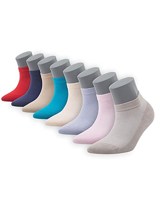 BAMBOOVEN Women's Premium Bamboo Ankle Casual Socks 8 Pairs (Mixed Color)