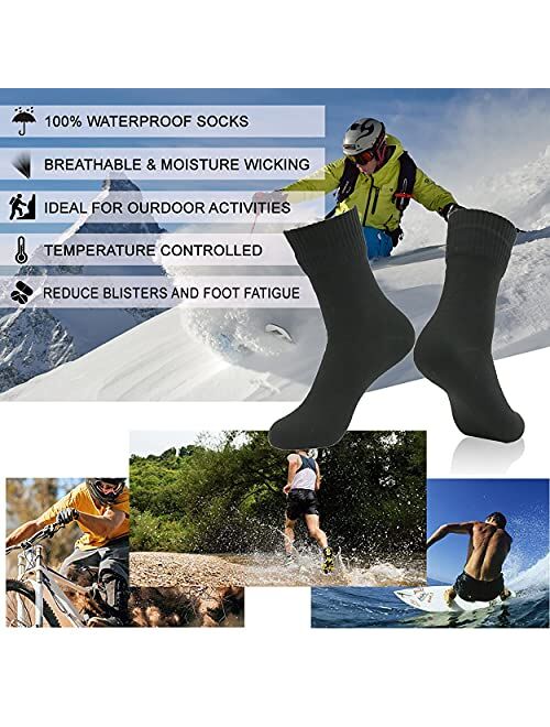 RANDY SUN 100% Waterproof Socks, Unisex Hiking Wading Trail Running Kayaking Crew Socks