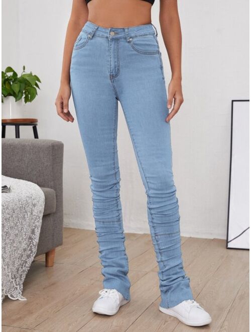 Shein High Waist Stacked Pocket Jeans
