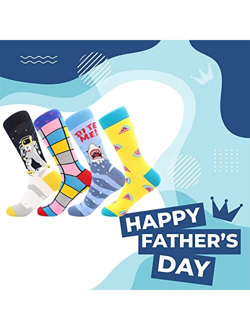 Bisousox Men's Fun Dress Socks Novelty Colorful Funky Fancy Funny Patterned Crew Casual Crazy Socks for Men Father