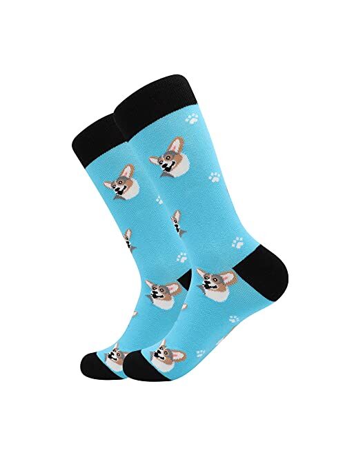 Bisousox Men's Fun Dress Socks Novelty Colorful Funky Fancy Funny Patterned Crew Casual Crazy Socks for Men Father