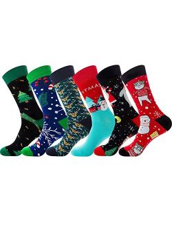Zyhhxy Men’s Christmas Socks Dress socks Colorful Fashion Funny Cute Design for Men,6 Pairs for shoes 7-12