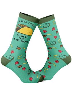 Crazy Dog T-Shirts Fitness Taco Sock Funny Cute And Humor Sarcastic Graphic Cool Crazy Footwear (Green) - Mens (7-12)