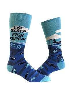 Crazy Dog T-Shirts Mens Eat Sleep Fish Repeat Socks Funny Cool Novelty Fathers Day Fishing Crazy Gift Idea
