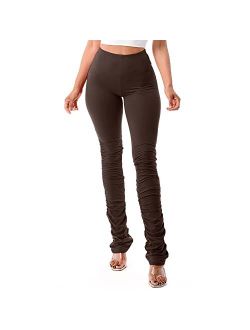 MEGLIO Stacked Leggings for Women- Comfortable, Stretchable, Lightweight, with Elastic Band, for Yoga, Gym, Made in USA