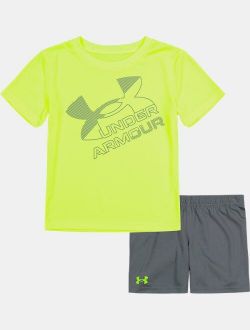 Boys' Pre-School UA Linear Big Logo Short Sleeve & Shorts Set