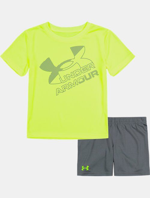 Under Armour Boys' Pre-School UA Linear Big Logo Short Sleeve & Shorts Set