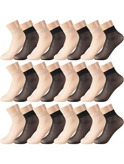 Geyoga 40 Pairs Women Sheer Nylon Socks Ankle High Sheer Socks Soft Silky Short Socks