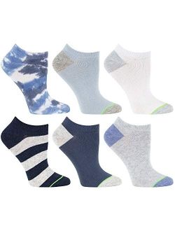 Womens 6-Pair Pack Fashion Tie Dye and Stripe No Show Low Cut Ankle Sneaker Socks