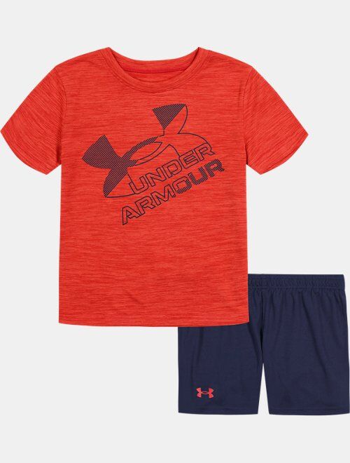Under Armour Boys' Toddler UA Linear Big Logo Twist Short Sleeve & Shorts Set