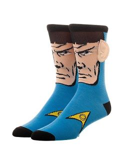 Star Trek Spock with Ears Crew Socks, Blue, Sock Size 10-13, Shoe Size 6-12