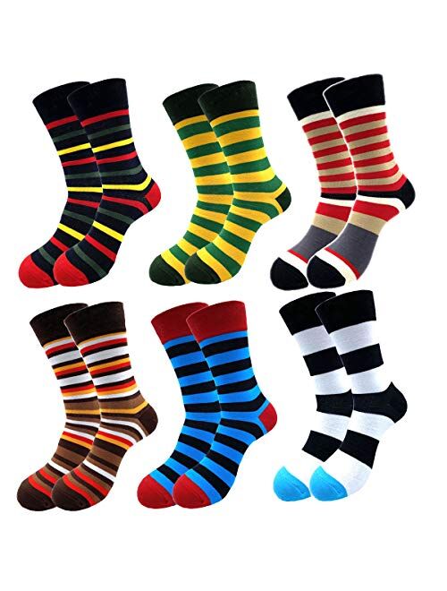 Rockbottom Men's Fun Set Dress Socks-Colorful Funny Novelty Cotton Funky Crew Socks Pack,Art Socks