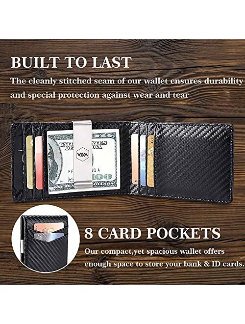 Guanzhi Mens Wallet Minimalist Wallet Credit slim Front Pocket RFID Blocking Card Holder with Money Clip and RFID Wallet Protection Slim Wallets Men Gifts (Matte Black)