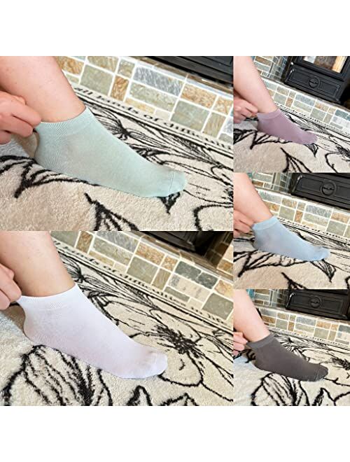 Serisimple Women Bamboo Ankle Socks Ankle Length Thin Sock Odor Resistant Low Cut Sock 5 Pairs