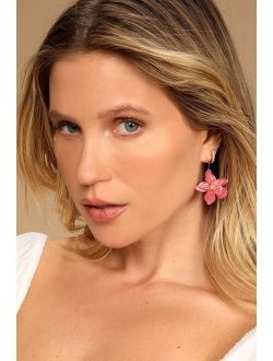 Riya Gold and Pink Flower Earrings