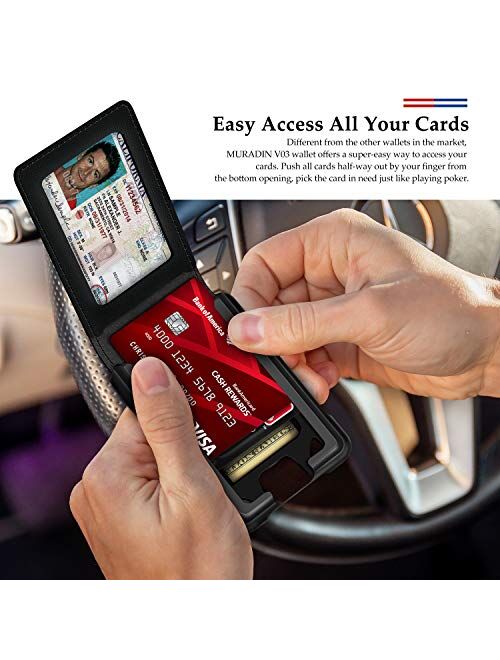 Muradin Mens Wallet Tactical Bifold Wallets for Men Metal RFID Blocking Aluminum Money Cards Holder Gifts for Men (Grid)