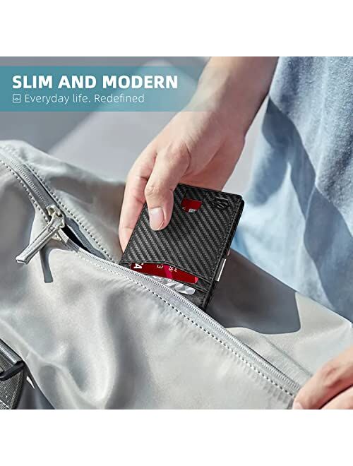 Zitahli Wallet for Men Slim Larger Capacity with 12 Slots RFID Blocking Men's Wallet Minimalist Front Pocket Bifold Leather