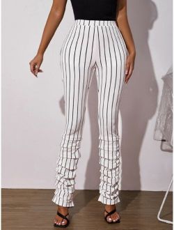 SXY High Waist Striped Print Stacked Pants