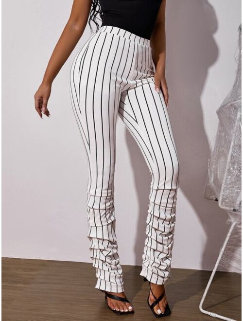 SHEIN SXY High Waist Striped Print Stacked Pants