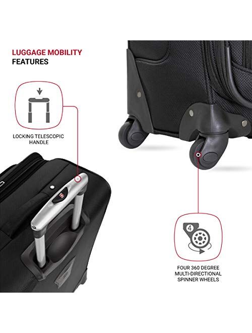 SwissGear Sion Softside Expandable Luggage, Dark Grey, Checked-Medium 25-Inch