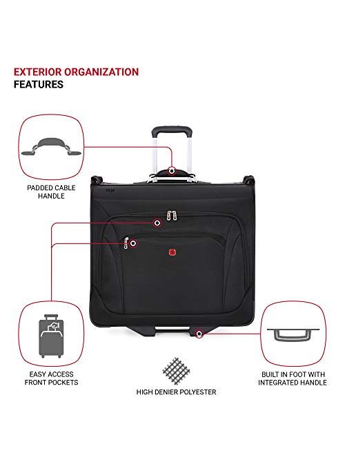 SwissGear 7895 Premium Rolling Garment Bag, Bonus Hanging Feature, Men's and Women's, Carry-on Luggage