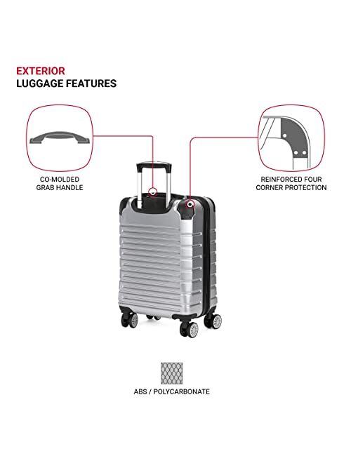 SwissGear 7782 Hardside Expandable Luggage with Spinner Wheels, Silver, Checked-Medium 24-Inch