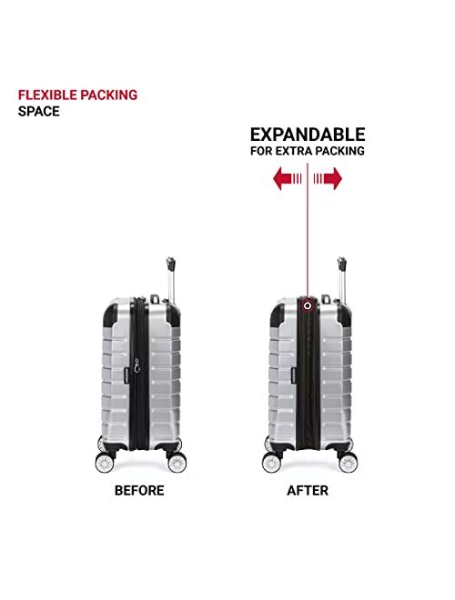 SwissGear 7782 Hardside Expandable Luggage with Spinner Wheels, Silver, Checked-Medium 24-Inch