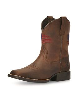 Kids Boys Patriot Ii Distressed Square Toe - Boots Mid Calf - Brown