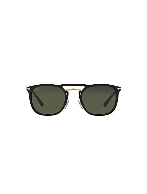 Persol PO3265S Square Sunglasses, Black/Gold, 50mm