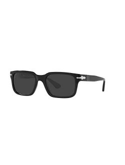PO3272S Polarized Rectangular Sunglasses, Black, 53mm