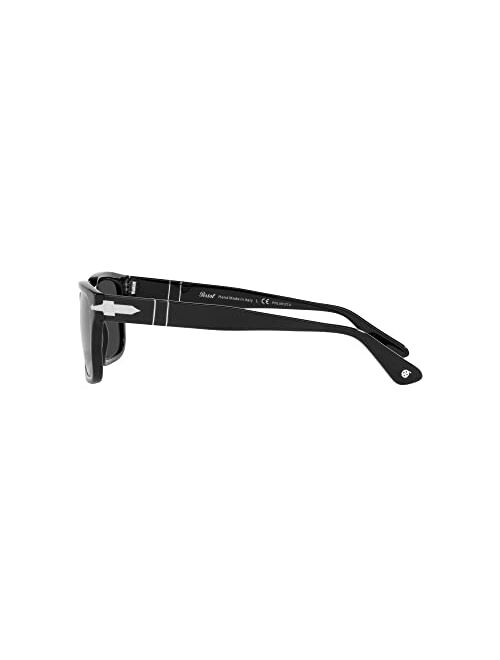 Persol PO3272S Polarized Rectangular Sunglasses, Black, 53mm