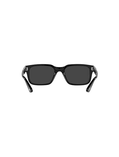 Persol PO3272S Polarized Rectangular Sunglasses, Black, 53mm