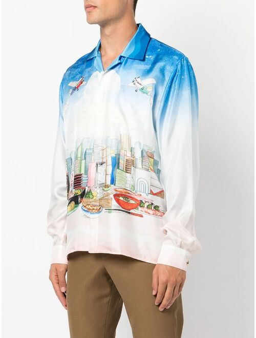 Casablanca Okinawa graphic cuban-collar shirt