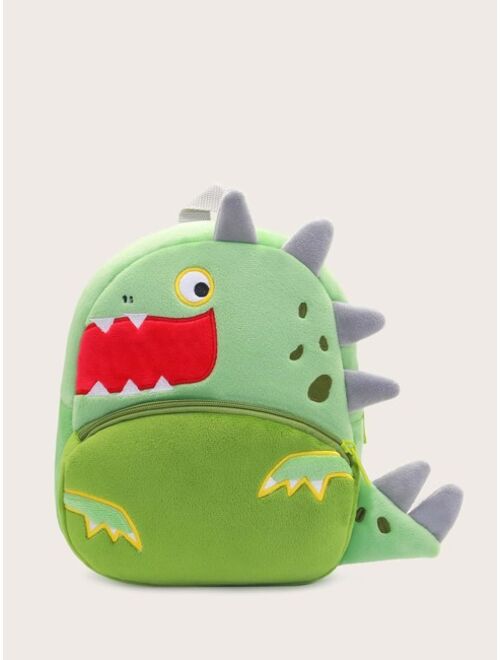 Boys Cartoon Dinosaur Design Fuzzy Backpack
