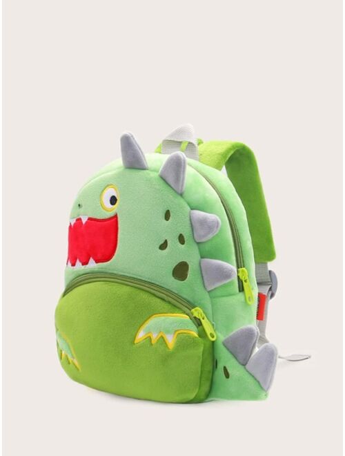 Boys Cartoon Dinosaur Design Fuzzy Backpack