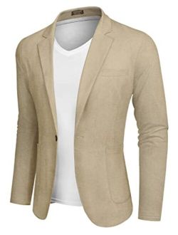 Men's Casual Sport Coat Regular Fit Lightweight Linen Blazer Jacket Stylish One Button Suit Jackets