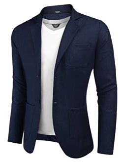 Men's Casual Blazers Cotton Slim Fit Sport Coats Lightweight Two Button Suit Jackets