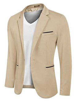 Men's Casual Blazer Jacket Slim Fit Sports Coat Business Suit Jackets One Button
