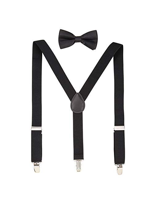 Diweiya Kids Suspenders and Bow Tie Sets Adjustable Suspenders for Boys