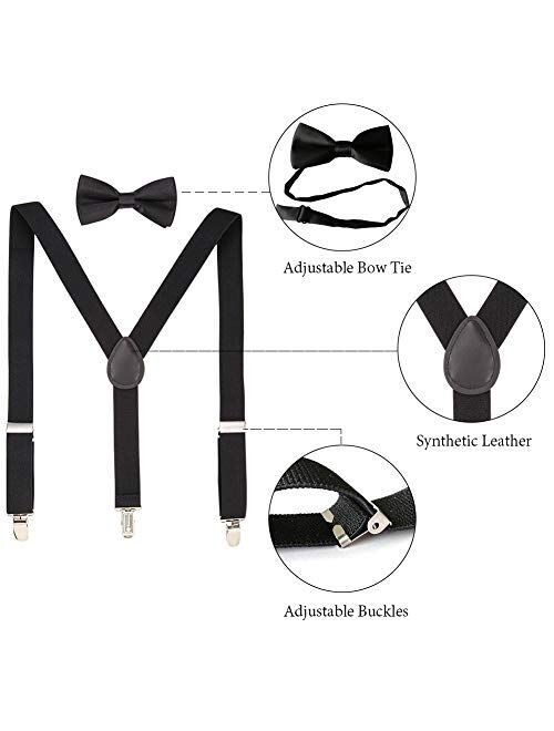 Diweiya Kids Suspenders and Bow Tie Sets Adjustable Suspenders for Boys